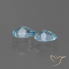 Gemme di Topazio Celeste naturale da 1.65 ct, Forma a pera, VVS-VS