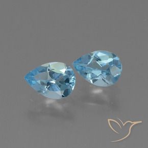 Gemme di Topazio Celeste naturale da 1.65 ct, Forma a pera, VVS-VS