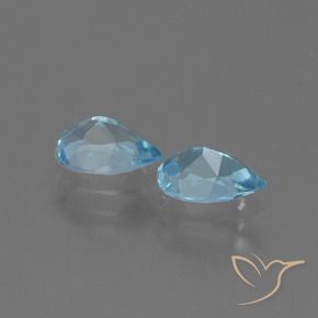 Gemme di Topazio Celeste naturale da 1.65 ct, Forma a pera, VVS-VS