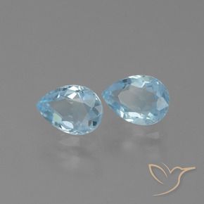Gemme di Topazio Celeste naturale da 1.70 ct, Forma a pera, VVS-VS