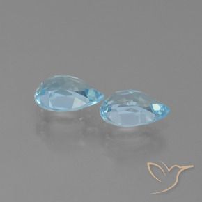 Gemme di Topazio Celeste naturale da 1.70 ct, Forma a pera, VVS-VS