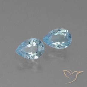Gemme di Topazio Celeste naturale da 1.55 ct, Forma a pera, VVS-VS