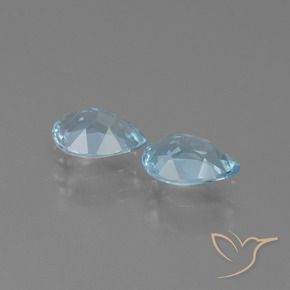 Gemme di Topazio Celeste naturale da 1.55 ct, Forma a pera, VVS-VS