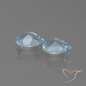 Gemme di Topazio Celeste naturale da 1.66 ct, Forma a pera, VVS-VS