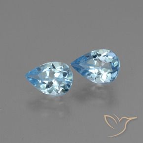 Gemme di Topazio Celeste naturale da 1.63 ct, Forma a pera, VVS-VS