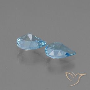 Gemme di Topazio Celeste naturale da 1.63 ct, Forma a pera, VVS-VS