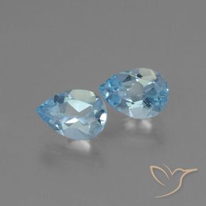 Gemme di Topazio Celeste naturale da 1.66 ct, Forma a pera, VVS-VS