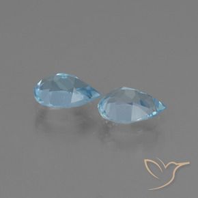 Gemme di Topazio Celeste naturale da 1.66 ct, Forma a pera, VVS-VS
