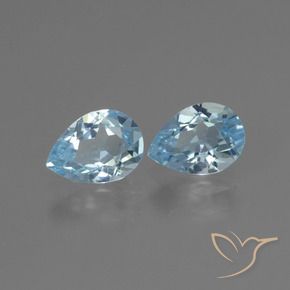 Gemme di Topazio Celeste naturale da 1.76 ct, Forma a pera, VVS-VS
