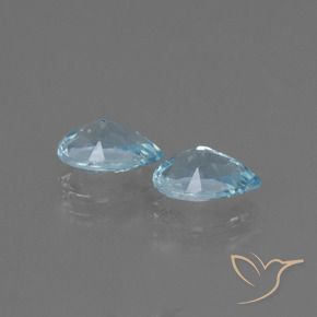 Gemme di Topazio Celeste naturale da 1.76 ct, Forma a pera, VVS-VS