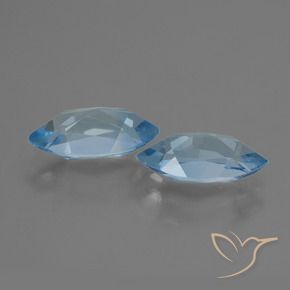 Gemme di Topazio Blu svizzero naturale da 4.65 ct, Taglio marquise, VVS-VS