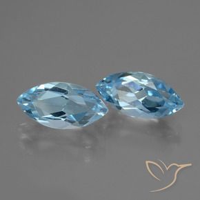 Gemme di Topazio Celeste naturale da 5.08 ct, Taglio marquise, VVS-VS