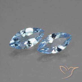 Gemme di Topazio Celeste naturale da 3.50 ct, Taglio marquise, VVS-VS