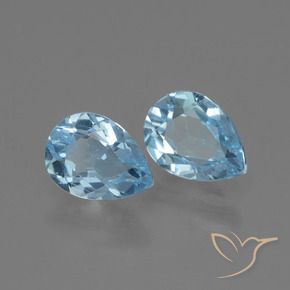 Gemme di Topazio Celeste naturale da 1.72 ct, Forma a pera, VVS-VS