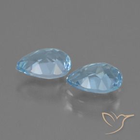 Gemme di Topazio Celeste naturale da 1.72 ct, Forma a pera, VVS-VS