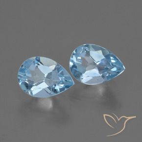Gemme di Topazio Celeste naturale da 1.71 ct, Forma a pera, VVS-VS