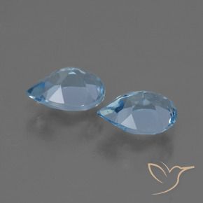 Gemme di Topazio Celeste naturale da 1.71 ct, Forma a pera, VVS-VS
