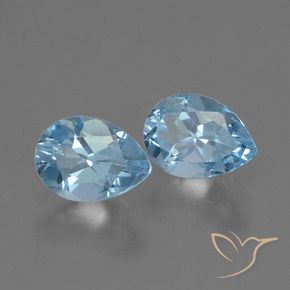 Gemme di Topazio Celeste naturale da 1.77 ct, Forma a pera, VVS-VS