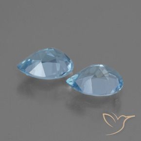 Gemme di Topazio Celeste naturale da 1.77 ct, Forma a pera, VVS-VS