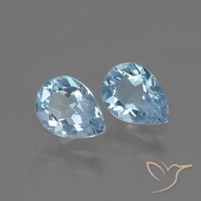 Gemme di Topazio Celeste naturale da 1.70 ct, Forma a pera, VVS-VS