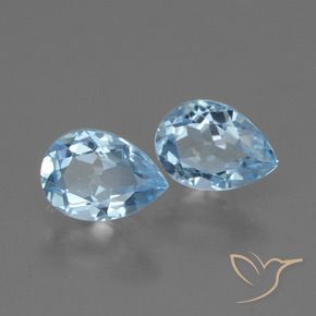 Gemme di Topazio Celeste naturale da 1.69 ct, Forma a pera, VVS-VS