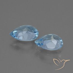 Gemme di Topazio Celeste naturale da 1.69 ct, Forma a pera, VVS-VS