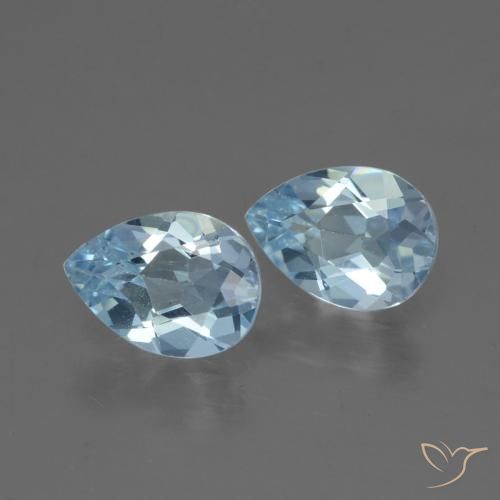 Gemme di Topazio Celeste naturale da 1.65 ct, Forma a pera, VVS-VS