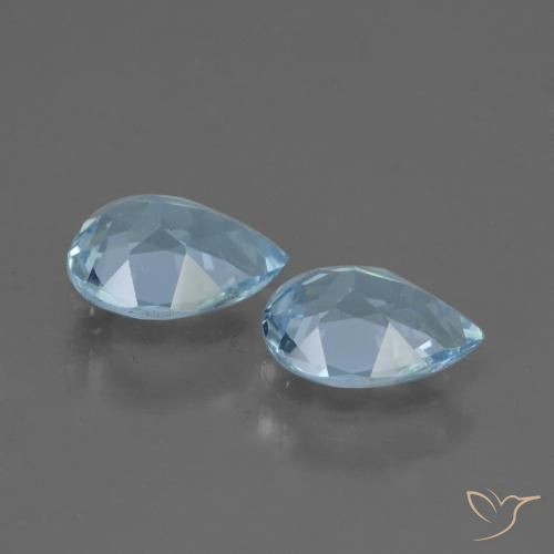 Gemme di Topazio Celeste naturale da 1.65 ct, Forma a pera, VVS-VS