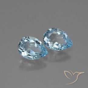 Gemme di Topazio Celeste naturale da 1.73 ct, Forma a pera, VVS-VS