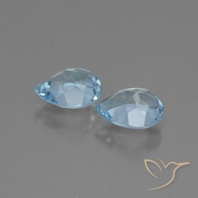 Gemme di Topazio Celeste naturale da 1.73 ct, Forma a pera, VVS-VS
