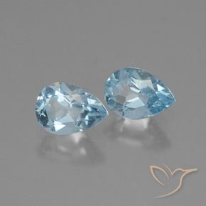 Gemme di Topazio Celeste naturale da 1.78 ct, Forma a pera, VVS-VS