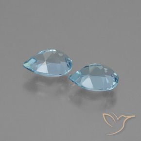 Gemme di Topazio Celeste naturale da 1.78 ct, Forma a pera, VVS-VS