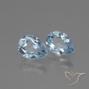 Gemme di Topazio Celeste naturale da 1.79 ct, Forma a pera, VVS-VS