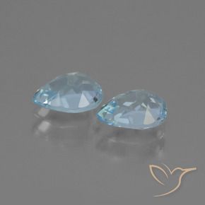Gemme di Topazio Celeste naturale da 1.79 ct, Forma a pera, VVS-VS