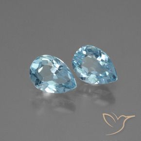Gemme di Topazio Celeste naturale da 1.83 ct, Forma a pera, VVS-VS