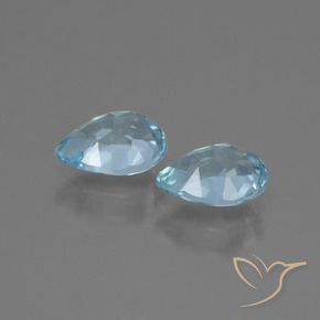 Gemme di Topazio Celeste naturale da 1.83 ct, Forma a pera, VVS-VS