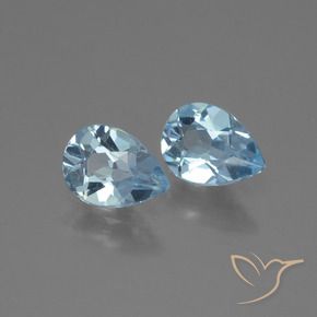 Gemme di Topazio Celeste naturale da 1.56 ct, Forma a pera, VVS-VS