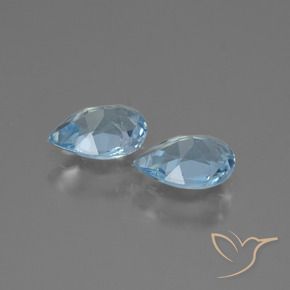 Gemme di Topazio Celeste naturale da 1.56 ct, Forma a pera, VVS-VS