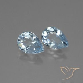 Gemme di Topazio Celeste naturale da 1.63 ct, Forma a pera, VVS-VS
