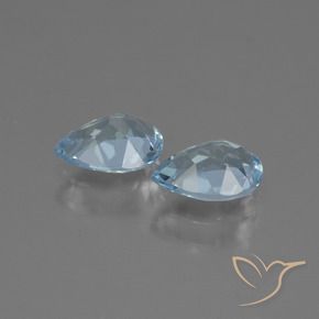 Gemme di Topazio Celeste naturale da 1.63 ct, Forma a pera, VVS-VS