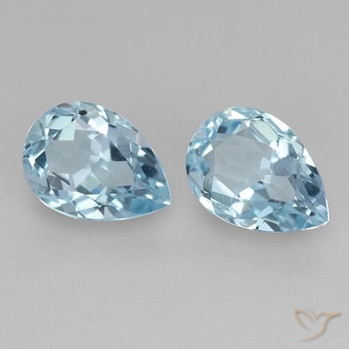 Gemme di Topazio Celeste naturale da 1.82 ct, Forma a pera, VVS-VS