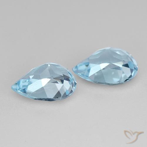 Gemme di Topazio Celeste naturale da 1.82 ct, Forma a pera, VVS-VS