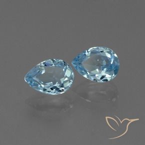 Gemme di Topazio Blu svizzero naturale da 1.89 ct, Forma a pera, VVS-VS