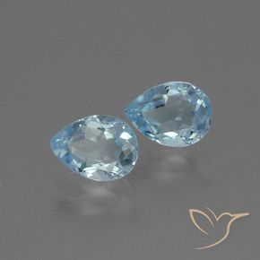 Gemme di Topazio Celeste naturale da 1.80 ct, Forma a pera, VVS-VS