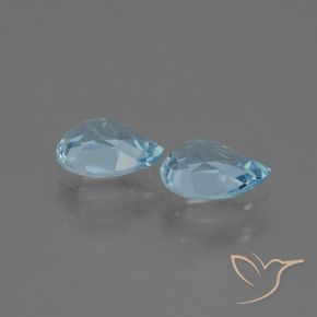 Gemme di Topazio Celeste naturale da 1.80 ct, Forma a pera, VVS-VS