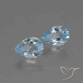 Gemme di Topazio Celeste naturale da 1.66 ct, Forma a pera, VVS-VS