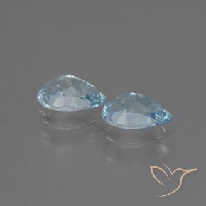 Gemme di Topazio Celeste naturale da 1.66 ct, Forma a pera, VVS-VS