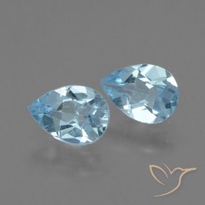 Gemme di Topazio Celeste naturale da 1.65 ct, Forma a pera, VVS-VS