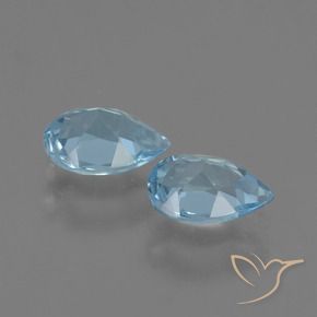 Gemme di Topazio Celeste naturale da 1.65 ct, Forma a pera, VVS-VS