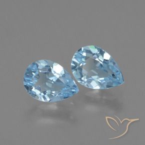Gemme di Topazio Celeste naturale da 1.62 ct, Forma a pera, VVS-VS